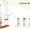 70" Industrial Coat Rack, Solid Wood & Silver Stainless Steel Clothing Rack, Double Layer Hanger for Coats, Hats, Bags, Shoes, Vintage Wood Grain (34.6" Wide)