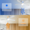 (Same as W882P146902) 52 Inch Modern Led Ceiling Fan With 3 Color Dimmable 5 ABS Blades Remote Control Reversible DC Motor White For Bedroom