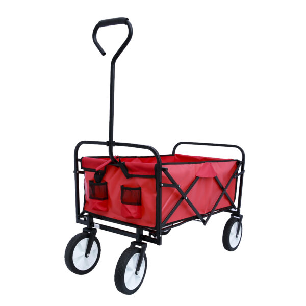 Folding Wagon Garden Shopping Beach Cart (Red)