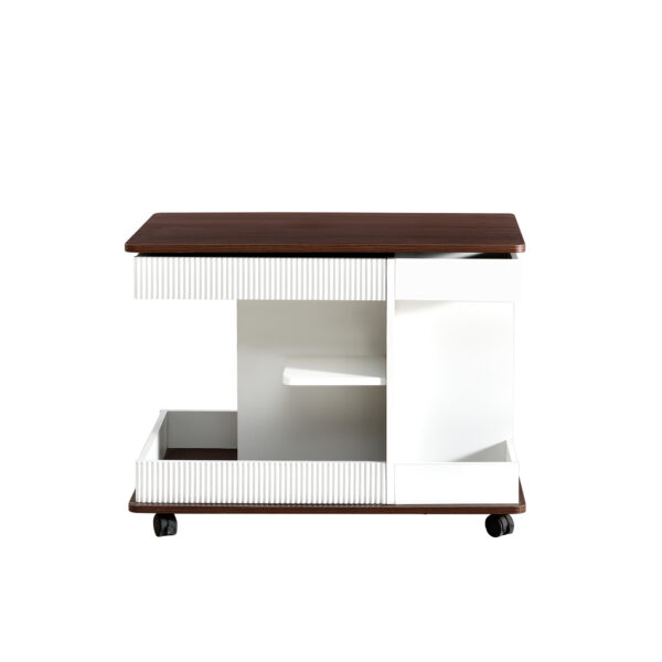 U-Can Adjustable End Table with Wheels, Modern Multifunctional Sofa Side Table with Lift-Top, 360°Rotating Top and Storage Space for Living Room, Small Space