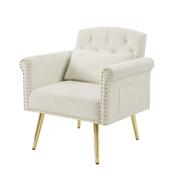 OFF WHITE  velvet armchair with metal  legs