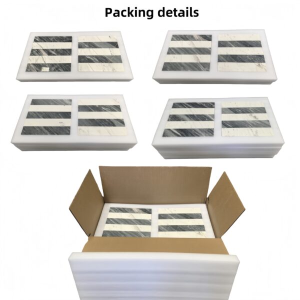 _cuva 12*12 Waterjet marble,White Grey 2 color, natural marble, for floor and wall,polished marble tile, natural stone, genuine marble, real marble, 1 box each pattern 4 pcs