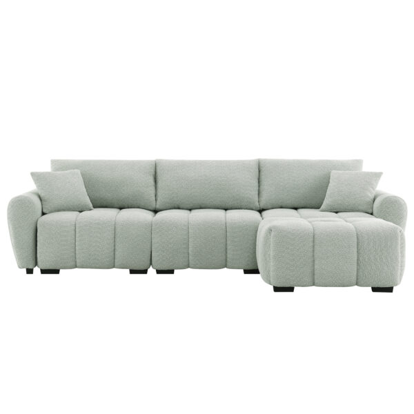 [VIDEO] 110" Modular Sectional Sofa, L Shape with Extra-large Seat, Pull-line Design, Movable Ottoman, High Density Foam, Free Combination, Sturdy Metal&Wood Frame, Boucle Fabric, 3 Colors