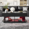 U-Can 41.3''-76.7'' Extendable Coffee Table, Efficient Central Coffee Table with Multiple Storage Compartments, Multifunctional Adjustable Coffee Table with Hidden Storage Space for Living Room
