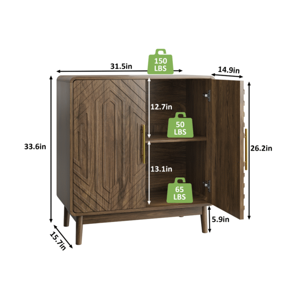 Sideboard Buffet Cabinet With Storage ,Carved 2 Door Sideboard,Multifunctional Accent Cabinet With Adjustable Layer Board For Living Room, Entryway, Hallway, Office, Kitchen and Dining Room