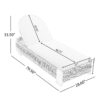 Outdoor Chaise Lounge Chair, Acacia wood Pool Chair with Adjustable Backrest and Cushion, Outdoor Lounge Chair for Beach, Yard, or Poolside (Beige rope)
