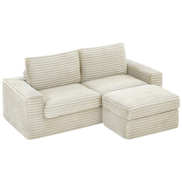 0bff007c5e5d4002a13034a4e09c0c49_61e553528d55ea86088af34384d71c14 Luxurious Sectional Sofa,Corduroy L-Shaped Couch with Movable Ottoman, Oversized Comfy Couch with Zippered Backrest for Living Room,Apartment,Office
