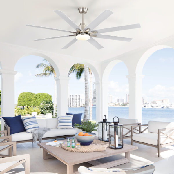 52-Inch Smart Ceiling Fan With Lights,6 Wind Speed,With 8 Black ABS Blades,Voice Remote,Fan For Bedroom,Living Room,Patio,Kitchen,etc