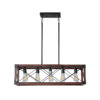 (Same as W1340P155968/L1011-RW) 32" Red Wood Industrial Farmhouse Rectangle Pendant Light, 5-Light Chandelier for Dining Room, Kitchen Island, Cafe Decor (No Bulbs)