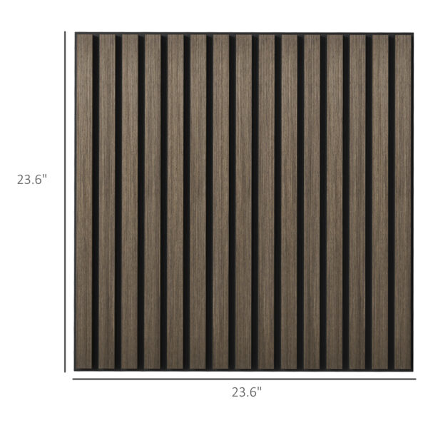 0c69275255b847ecbf0425c3b855aa64_0f87f339c309013a968c558049749e08 HOMCOM 4 Pack 3D Faux Wood Wall Panels, 24" x 24" Sound Absorbing Acoustic Panels, Wood Slat Wall Panels for Interior Wall Decor, Ceiling, Walnut