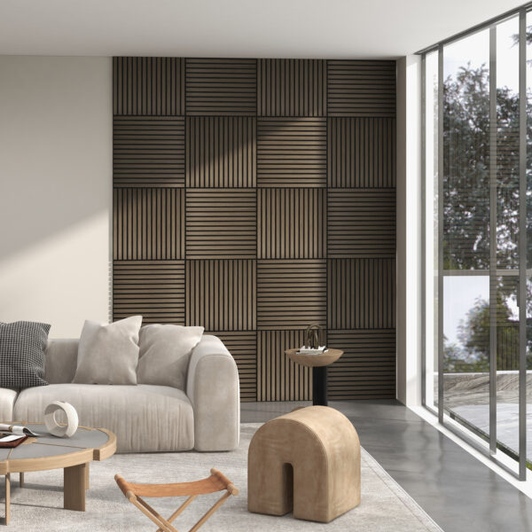 0c6f91067ee1491d8094eae6a7793093_eaa0eadb41807a8df12f0f04c7689c13 HOMCOM 4 Pack 3D Faux Wood Wall Panels, 24" x 24" Sound Absorbing Acoustic Panels, Wood Slat Wall Panels for Interior Wall Decor, Ceiling, Walnut