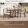 TREXM 5-Piece Extendable Dining Table Set for 4, Round Dining Table for 4 with Upholstered Chairs, Farmhouse Kitchen Table Set with Removable Leaf for Dining Room and Kitchen (Brown)