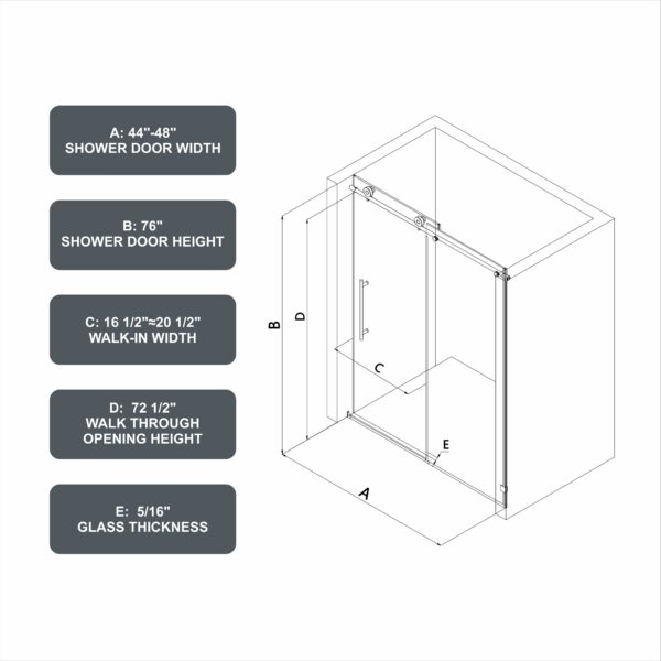 0d9bafc70e2746648264d2d1d6d451ca_cac1e394137dd0283316485e7d70340c 4876 Matte Black frameless one fixed and one shifted Shower Door, 70MM 304 SUS large pulleys with adjustable soft closing function,with nano easy cleaning and stick explosion-proof menbrance