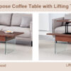 Multifunctional Lift Top Coffee Table -Dark Wood Color Grain Sticker, Essential for Modern Homes.Tempered Glass Legs,Lift Top Feature.Perfectly Fitting Into Living Rooms And Office.