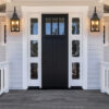 23"(H) 2-Pack Outdoor Wall Lantern Light – Vintage Black Metal Sconce with Clear Seeded Glass for Porch, Patio, and Garden (Bulb Not Included)