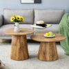 Natural Wood Grain MDF Round Coffee Table - 25.6" Diameter, 15.7" Height.Natural Wood Grain Texture Sticker,Exquisite Wood Grain Surface,Flexible MatchingMRound Tabletop Design.