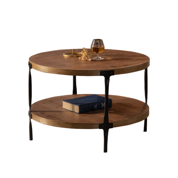 0fb1467fd42347d1acfff1f1c67a9990_9f0006dd311d1fde3e232c8971836bd2 Round two-ply Coffee Table Handcrafted Relief Sturdy Pedestal Wooden Olive-Shaped Tea Table for Living Room