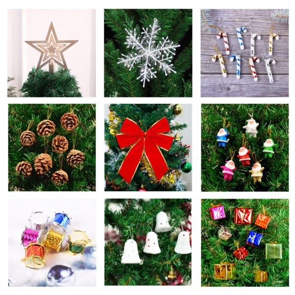 0fbc8ae654344dbf9d803eab513ff729_a8e926232a9f55320b8a23bad20b83e8 5ft artificial Christmas tree with LED energy-saving lights, including 109 pendant tree skirts and guardrails