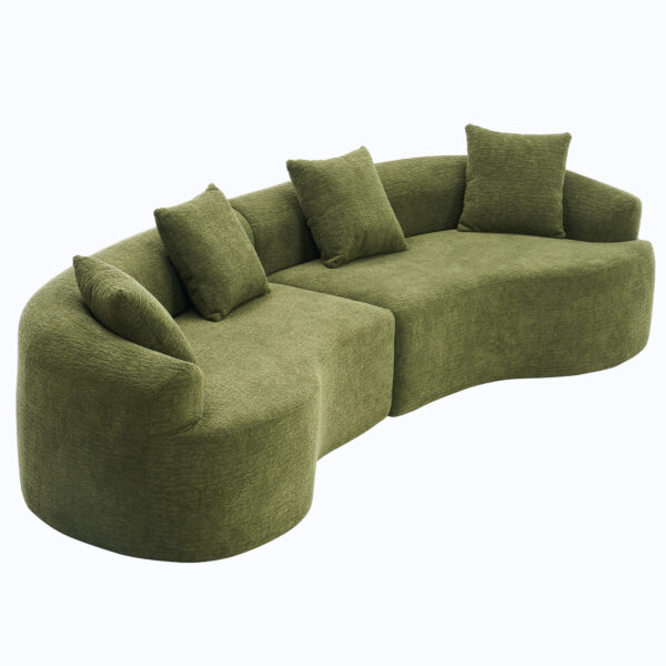 0fc783069b504be09b587309c0ee4de7_927eb46ed48b91f4557c83cdfe4e789d LY-025 Full Compression Sponge Sofa Forest Green Curved Modular Sectional, 30D High-Density Chenille Sleeper Couch for Apartment, 800 lbs 110"L