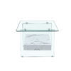 43.3 Inch Modern Two-Tier Coffee Table - An Elegant Combination of Clear Glass and White Marble Pattern.It can be used not only as a coffee table but also as a side table or display stand.