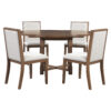 TREXM 5-Piece Extendable Dining Table Set for 4, Round Dining Table for 4 with Upholstered Chairs, Farmhouse Kitchen Table Set with Removable Leaf for Dining Room and Kitchen (Brown)