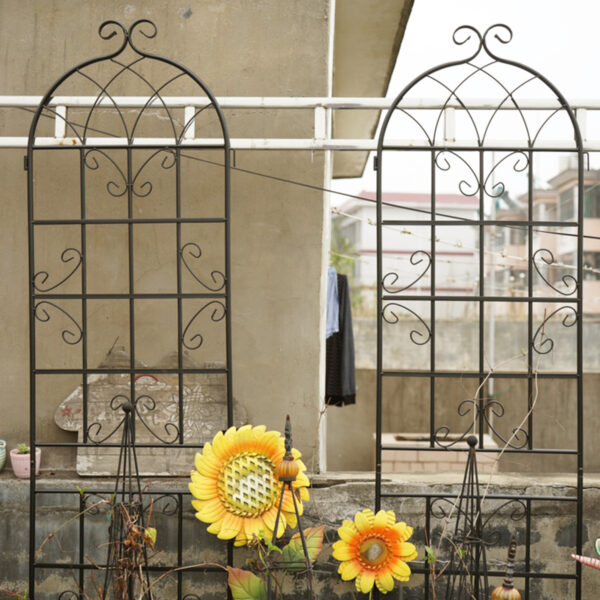 10790da7e3bb4f91a0dee3efa29a1900_20230217_83ef3bf174b221e19d26ffd0f657bee8 4 Pack Metal Garden Trellis 86.7" x 19.7" Rustproof Trellis for Climbing Plants Outdoor Flower Support Black