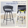 Two sets of rotating high-legged stools with breathable cotton and linen cushions, Dark gray seats paired with black spray-painted iron frames, suitable for both restaurants and bars