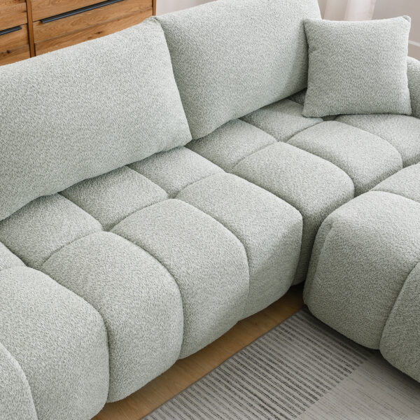 [VIDEO] 110" Modular Sectional Sofa, L Shape with Extra-large Seat, Pull-line Design, Movable Ottoman, High Density Foam, Free Combination, Sturdy Metal&Wood Frame, Boucle Fabric, 3 Colors