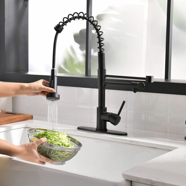 Purifier Kitchen Faucet Drinking Water Faucet With Roll Up Dish Drying Rack, Pull Down Water Filter Kitchen Sink Faucets (Matte Black)