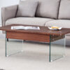 Multifunctional Lift Top Coffee Table -Dark Wood Color Grain Sticker, Essential for Modern Homes.Tempered Glass Legs,Lift Top Feature.Perfectly Fitting Into Living Rooms And Office.