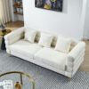 81 Inch Oversized 3 Seater Sectional Sofa, Living Room Comfort Fabric Sectional Sofa - Deep Seating Sectional Sofa, Soft Sitting with 3 Pillows for Living Room,Bedroom,White teddy(Ivory)(W834S00036)