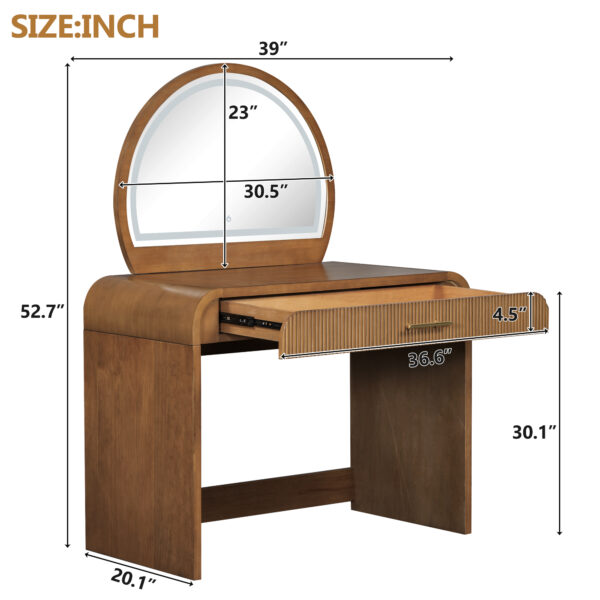 11cee1124f574d7abf2d0c3ca0433d3b_91b137fd4f3e94417cf41aebfd3a2f4a 39" Makeup Vanity Table with Mirror Touch Screen Lighted Mirror, Dressing Table with Drawer for Bedroom, Espresso