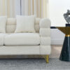 81 Inch Oversized 3 Seater Sectional Sofa, Living Room Comfort Fabric Sectional Sofa - Deep Seating Sectional Sofa, Soft Sitting with 3 Pillows for Living Room,Bedroom,White teddy(Ivory)(W834S00036)