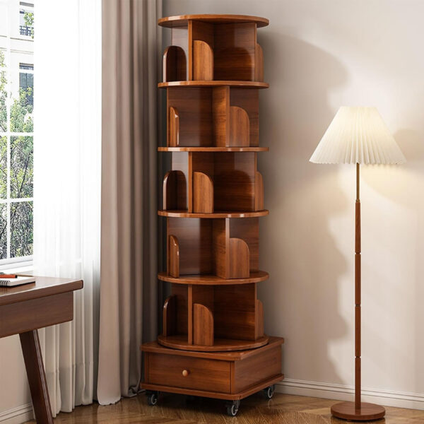 12442f32b0104331861cc39774ea0014_f1bf4b162f0631d93be3ea7515ded928 (UPGRADED) Rotating Bookshelf, 360 Display Corner Bookshelf for Small Space, 6 Tier Bookcase Storage Rack with Wheels, Wood Narrow Organizer for Bedroom, Living Room, Study Room, Walnut Brown, Shelves