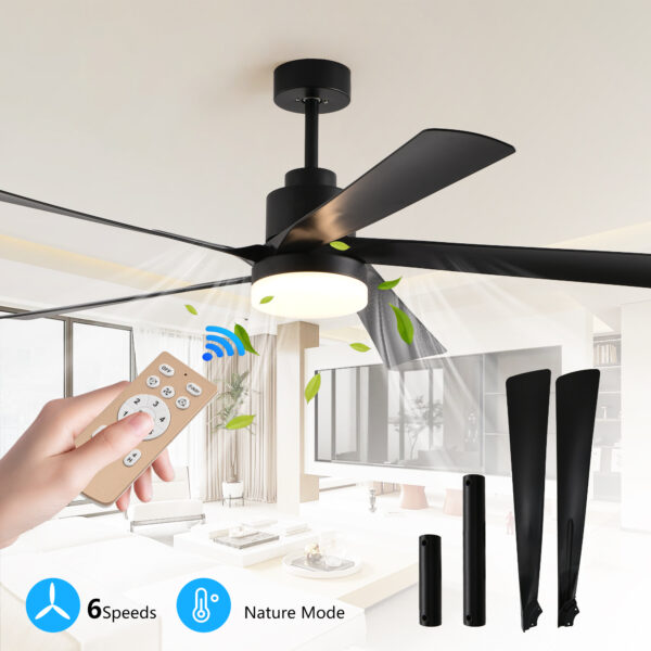 124faa0bb97449d683dd612742fec772_7d682f5df1df4842aedcdcf3e853aecc 65 Inch Black Ceiling Fan with Light, 5-Blade Dimmable LED Ceiling Fan with Remote Control, Modern Quiet Design for Living Room and Bedroom (Silent/6-Speed/Reversible/DC Motor)