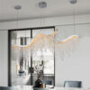 36-inch Modern Wave LED Crystal Chandelier - Adjustable Color Temperature 3000K/4000K/6000K - Adjustable Height - Elegant Chandelier for Living Room and Luxurious Space