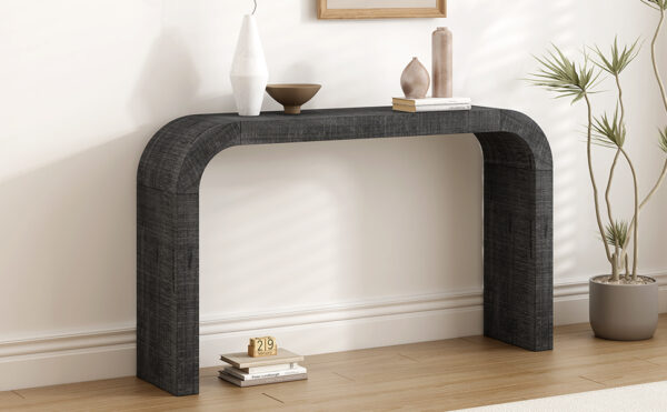 Mirod 52" Wood Console Table with Curved Edge, Natural Texture, Perfect for Entryways and Living Rooms