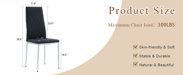 135d3d465a314392b93f37664a85a3bf_2b72f23ee8593deaab70196aac58e3af Modern Style Dining Chairs Set of 6 in Black, Essential for Minimalist Homes.Meeting Family Dining Needs,PU Material Seat,Silver Metal Legs,Blending into Various Home Environments.W1151107275