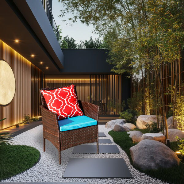 13fb93b3cb204c2d95512b8717a50c6c_5ce3067f2f8bb4ae2c4a1a38a26a867b Four-Piece Sofa Set Table With Sofa Chair PE Rattan Outdoor Furniture HY4-001 Box *1 With Sapphire Blue Color Cushion