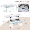 Multifunctional Lift Top Coffee Table -White Marble Pattern, Essential for Modern Homes.Tempered Glass Legs,Multiple Color Options,Lift Top Feature.Perfectly Fitting Into Both Living Rooms And Office.