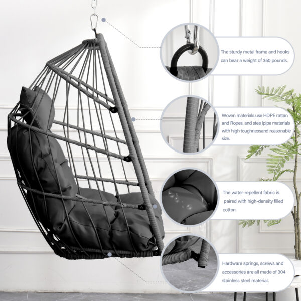 14341b39f82240afa0ee3f868b883866_e8dd1826b3482dc4ddb3b6369d82eb70 Outdoor garden rattan egg swing chair hanging chair PE hanging chair gray