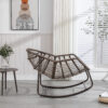 Outdoor Rattan Rocking Chair,Padded Cushion Rocker Recliner Chair Outdoor for Front Porch, Living Room, Patio, Garden, Olive Green