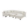 Sectional Sofa 111.8" U-shaped Sofa Chenille Upholstered Sofa Couch with Movable Storage Ottoman for Living Room, White