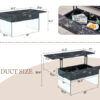 Multifunctional Lift Top Coffee Table -Black Marble Pattern, Essential for Modern Homes.Tempered Glass Legs,Multiple Color Options,Lift Top Feature.Perfectly Fitting Into Both Living Rooms And Office.