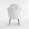 055-Teddy Fabric Upholstered Nursery Rocking Glider Chair Modern Accent Armchair Padded Seat with High Backrest and Pillow for Living Room Bedroom (Ivory)