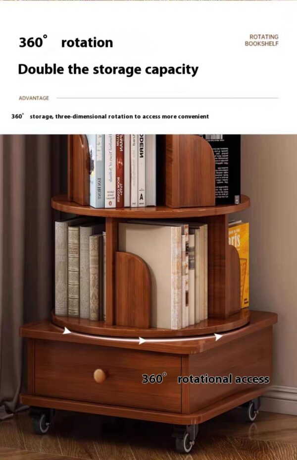 162ed77684c640f39a23b45577f1ac4b_04f5a1eebc1ba58625adcf1e3401b253 (UPGRADED) Rotating Bookshelf, 360 Display Corner Bookshelf for Small Space, 6 Tier Bookcase Storage Rack with Wheels, Wood Narrow Organizer for Bedroom, Living Room, Study Room, Walnut Brown, Shelves