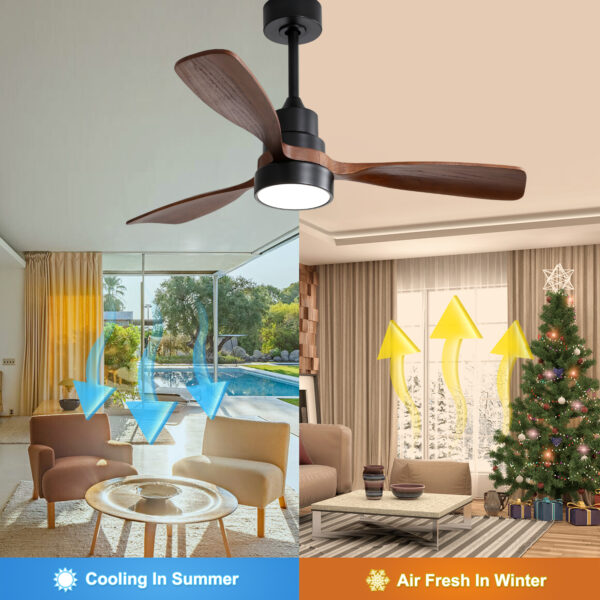 (Same as W882P186029) 48 Inch Wood Ceiling Fan With 3 Solid Wood Blades Remote Control Reversible DC Motor For Living Room