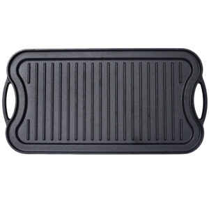 Pre-Seasoned Cast Iron Reversible Rectangular Grill/Griddle, Black,20inch x 10inch
