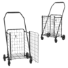 Shopping Cart with open door,Grocery Cart on Wheels, Foldable Utility Shopping Carts with Double Basket and 360° Rolling Swivel Wheels for Groceries Laundry