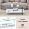 43.3 Inch Modern Two-Tier Coffee Table - An Elegant Combination of Clear Glass and White Marble Pattern.It can be used not only as a coffee table but also as a side table or display stand.
